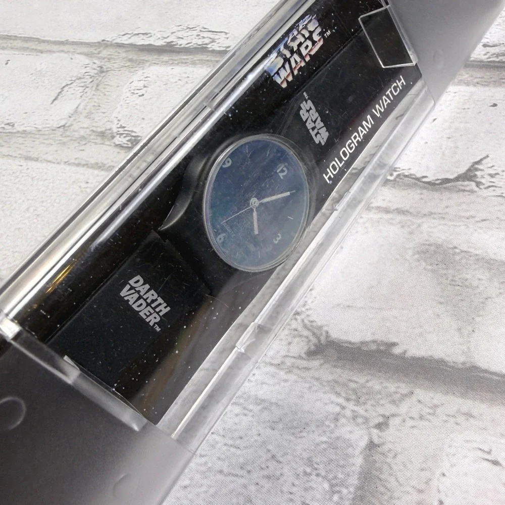 Vintage 90s Star Wars Hologram Watch OS Black Darth Vader 1995 Needs Battery NIB